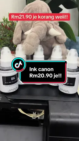 Murahnyaa Refill ink canon ni..rm20.90 je dpt 5 botol...#inkcanon #canonrefillink #refillinkcanon #refillink 