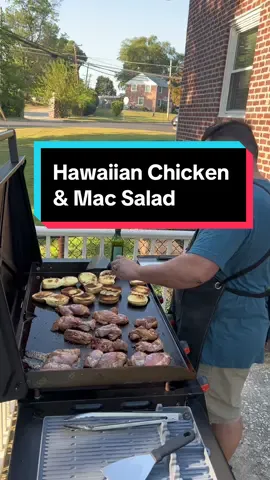 Replying to @Jeff Rogers   Chicken Thighs - 10 Marinade: Brown Sugar - 2c Soy Sauce - 2c Pineapple Juice - 2c Minced Garlic - 4tbsp Pepper  Chili Powder  Onion Powder  Coleslaw: Coleslaw Mix - 2 bags  Sour Cream - 1c Mayo - 1c Salt Pepper Garlic Powder  Sugar  Lime Juice - 1 Pineapple Juice 2-4tbsp Pineapple Chunks - 2-3tbsp Mac Salad: Macaroni Elbows - 2lbs Shredded Carrots  Onion -  2 Apple Cider Vinegar - 6tbsp Mayo - 5c Milk - 1/2c Sugar - 4tbsp Salt  Pepper  Directions: 1. Combine all marinade ingredients and whisk to combine. Pour marinade over chicken and allow to marinate for at least one hour.  2. Add coleslaw mix to a large bowl. Add sour cream and mayo. Then roughly a tablespoon each of salt, pepper, garlic powder, sugar and then your pineapple juice and chunks. Give it a mix and taste to see if you need to adjust seasonings.  3. Boil elbow pasta until al dente. While cooking pasta grate one onion. Drain pasta and then add grated onion and apple cider vinegar. Mix and allow to cool completely.  4. Mix together mayo, milk, sugar, salt and pepper. Whisk together and pour over cooled macaroni. Add in shredded carrots and mix.  5. Cook chicken for 5mins each side and then flip every 2mins until cooked through. Reserve some of the marinade to brush over chicken until it is cooked through. Enjoy!  @Blackstone Griddles  #blackstone #blackstonegriddle #blackstonegriddlecooking #blackstonerecipeb #landlhawaiianbarbeque #hawaiianbbq #macsalad #pineapplecoleslaw #coleslaw #Simplemeal #simplerecipe #food #Foodie #FoodTok #cooking #cookingtok #cookingtiktok #cookingathometiktoktv #cookingathome #homecook #homecooked #Recipe #recipes #EasyRecipe #EasyRecipes #easymeal #easydinner #DinnerIdeas #fy #fyp #foryou #foryoupage #trending #asmr #fyppppppppppppppppppppppppp