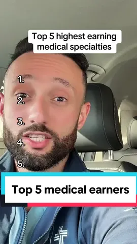 Top 5 highest earning medical specialties. #medical #SalaryTransparency #Medtok #doctor #resident #omfs #plasticsurgery #surgery 