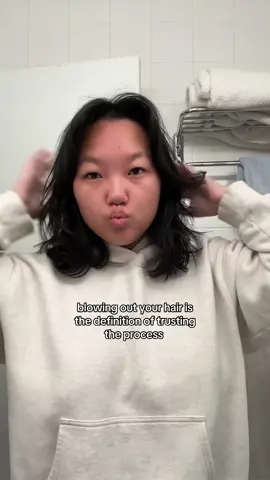 the bangs in the beginning 😭 i love blowing out my hair 🎀🫂 #hairblowout #trusttheprocess #girlhood #girlsonly #relatable #pov 