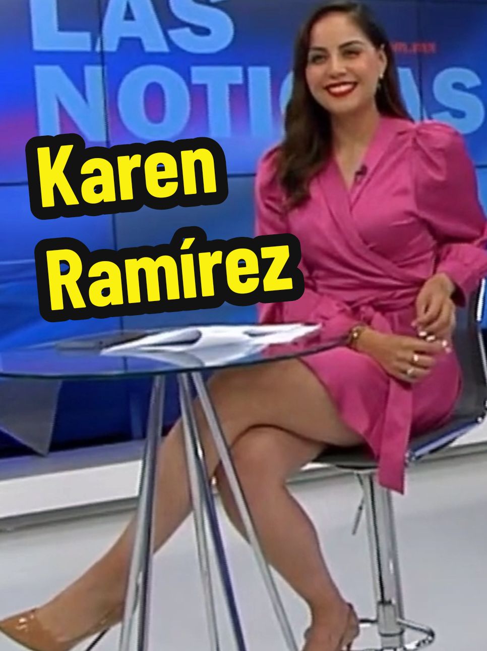 Karen Ramírez Today 🔥 #KarenRamirez #SatinDress #SilkyDress #Heels #CrossedLegs #WOW 