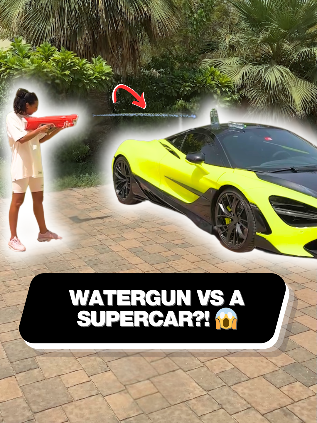 The world's most powerful watergun vs a McLaren 720S…😲💦 #mclaren720s #supercar #water