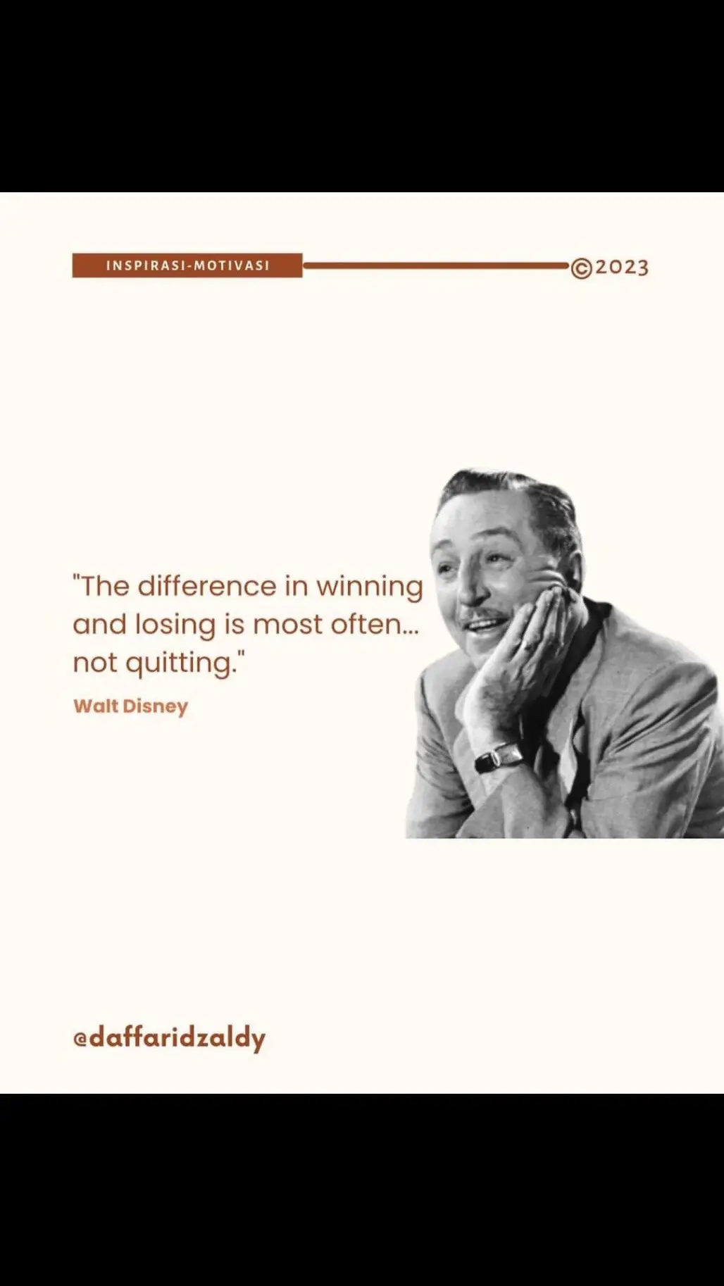 Seperti kata Walt Disney, 'The difference in winning and losing is most often... not quitting.' Ketekunan adalah kunci dalam perjuangan kita; jangan pernah berhenti berusaha, karena itulah yang membedakan antara meraih kemenangan dan kegagalan. Untuk mencapai kesuksesan kita perlu sifat tekun. Ini melibatkan ketahanan dan kerja keras saat menghadapi rintangan. Dalam era kompetitif saat ini, ketekunan sangat penting, terutama dalam dunia digital. Kemampuan untuk tetap fokus pada tujuan dan terus berjuang, bahkan di tengah hambatan, merupakan sumber daya berharga untuk meraih kesuksesan. Jangan pernah abaikan ketekunan, karena itu bisa membuat perbedaan dalam mencapai tujuan Anda. . #pebisnis #bisnisonline #bisnisgampang #bisnisanaksekolah #bisnishits #bisnissemuakalangan #bisnisrumahanhasiljutaan #belajarbisnisdigital #bisnisonlinepemula #bisnisdigitalmarketing #bisnisviral #peluangbisnisonline #tipsbisnis #pebisnismuda #bisnistambahan #bisnismilenial #bisnisanakmuda