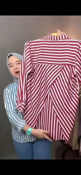 Kemeja Wanita Motif Salur Stripe #kemejasalur #kemejawanita #atasanwanita 