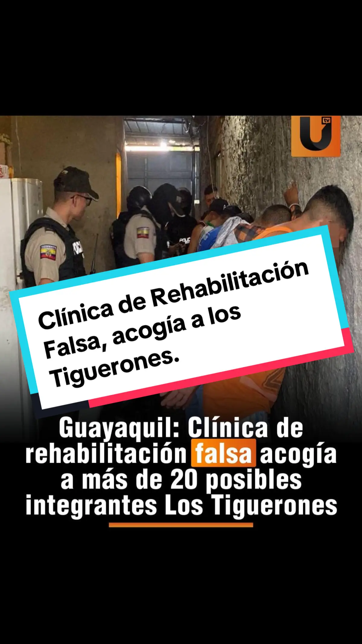 🔴#Guayaquil | Una clínica de rehabilitación falsa acogía a más de 20 posibles integrantes de #LosTiguerones En el marco de un operativo en el noroeste de Guayaquil, policías y militares all4naron este jueves 19 de septiembre una vivienda en la que supuestamente funcionaba una clínica de rehabilitación para personas con adiccion3s, sin embargo, se trataba de 