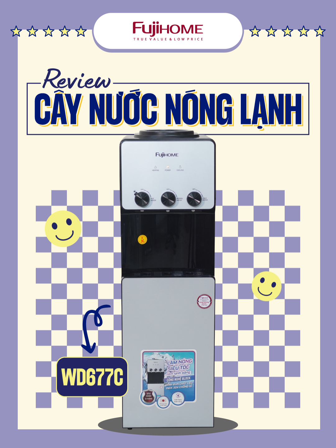 Review WD766C - Cây nước nóng lanh Block 3 vòi #fujihome #caynuocnonglanh #review #xuhuongtiktok #trendingvideo