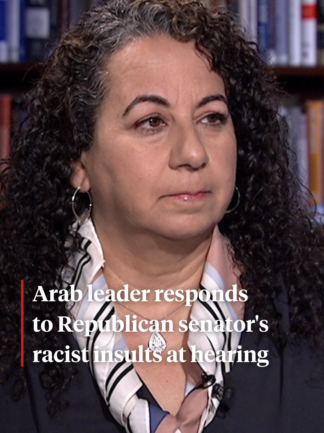 Arab American leader Maya Berry responds after facing racist and hostile questioning from Republicans at a Senate hearing on how to fight rising hate crimes.