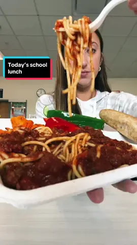 This spaghetti hit different 🙏👍😋 #teacherlife #schoollunch #noellelovessloths 