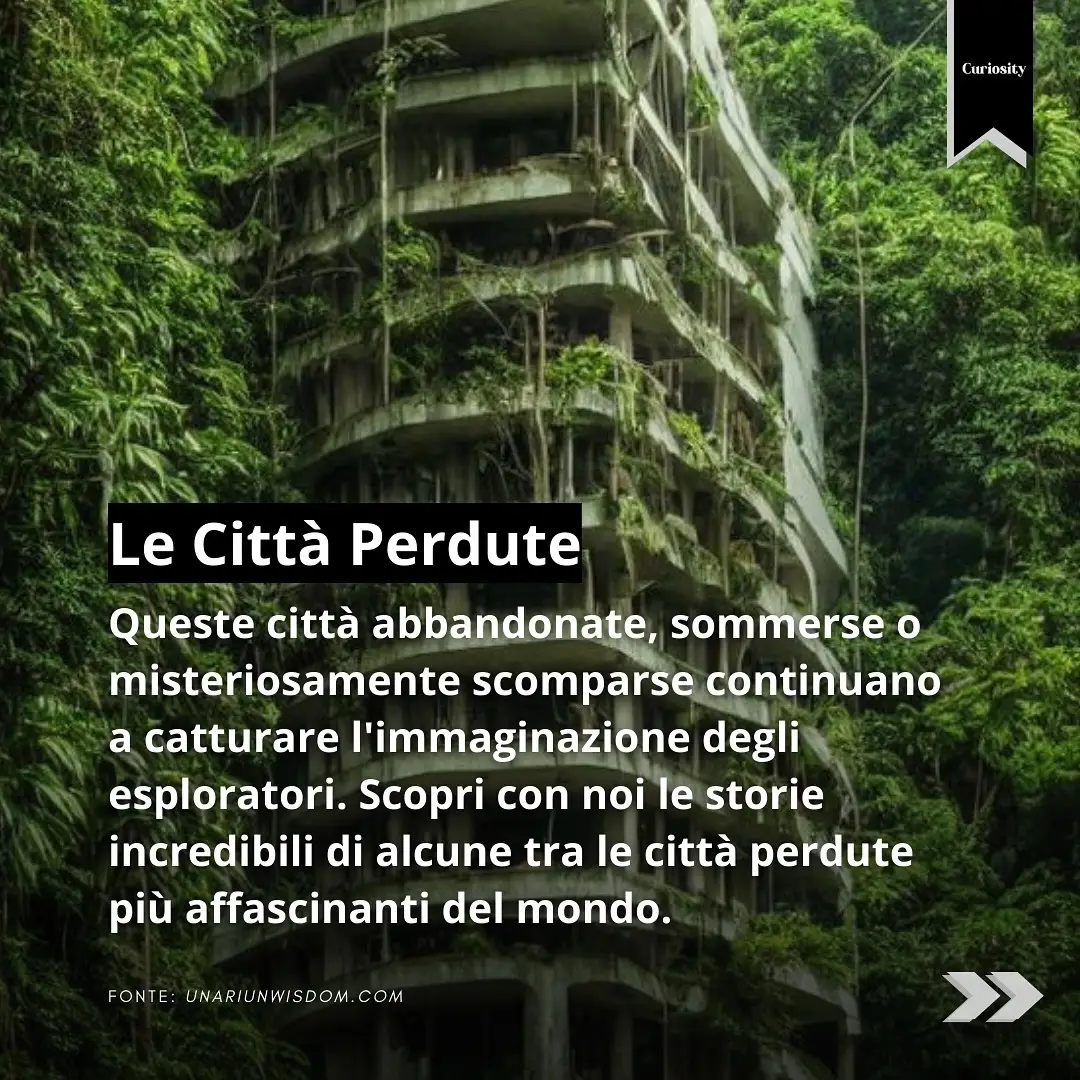 “🌍✨ *Esplorare il passato ci svela segreti affascinanti!* Dalle maestose rovine di Machu Picchu al mistero di Atlantide, queste città perdute continuano a suscitare meraviglia e curiosità. Sono storie che il tempo ha nascosto ma che la nostra voglia di scoperta porta alla luce. Quale di queste città ti affascina di più? 🏛️🔍 Segui il viaggio con noi tra leggende e realtà! ✈️🧳 #CittàPerdute #StoriaNascosta #ViaggiNellaStoria #CuriositàDalMondo #Esplorazione #PerTe #MisteriDelPassato #ScopriConNoi”