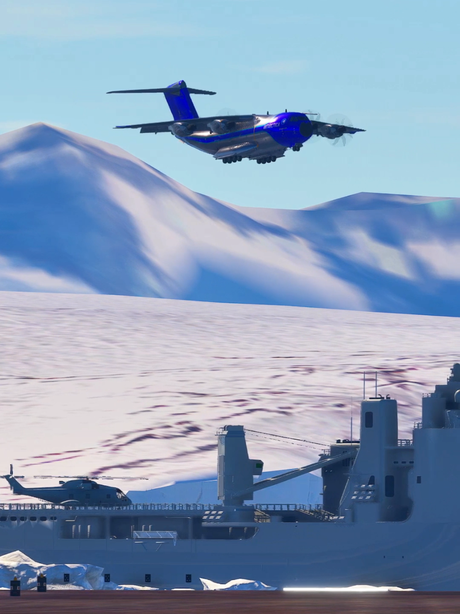 US Military Aircraft A-400 landing on windy day in Antarctica #aviation #antarctica #airbus