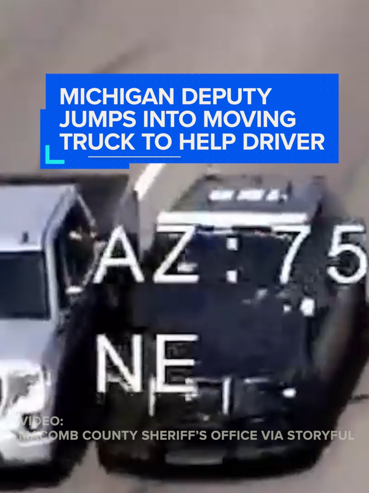 A Michigan deputy is being commended for climbing into a moving vehicle to help a driver dealing with a medical emergency.