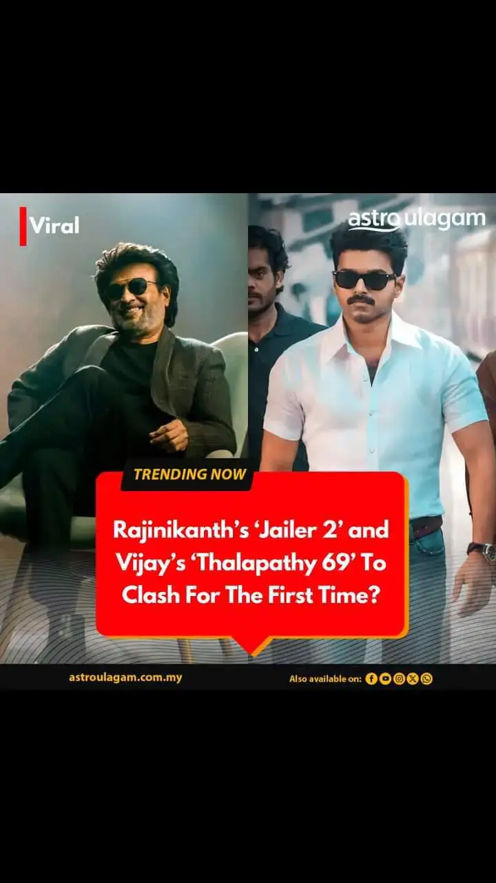 All eyes are on Thalapathy Vijay as he gears up for his final film, Thalapathy 69, directed by H Vinoth and set to release in October 2025. But here’s the big twist, as per close sources, Rajinikanth’s Jailer 2 is also slated for release at the same time! Poruthirunthu paapom!