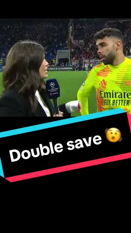 David Raya double save , post match interview #UCL #championsleague #arsenal #football #sky #skysports #skysportsfootball #footballinterview 