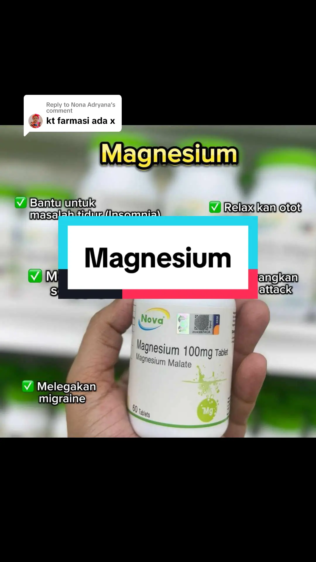 Replying to @Nona Adryana  ya ada🥰 #KebaikanMagnesium #MagnesiumUntukKesihatan #SuplemenMagnesium #KepentinganMagnesium #MagnesiumBoost #MagnesiumBadanSihat #MineralPentinga #TenagaDenganMagnesium #MagnesiumUntukAnda #MagnesiumDanKesihatan