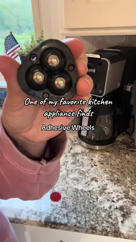 These adhesive wheels are perfect for those counter top appliances that you are constantly pulling out from underneath the cabinet! Find them @ the l!nk in my bio!#kitchengadgets #kitchenhack #kitchenfinds #appliances 