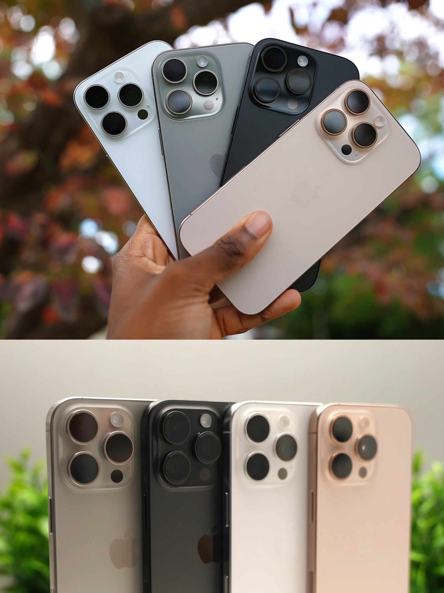 iPhone 16 Pro in All Colors: Desert Titanium, Natural Titanium, White Titanium & Black Titanium! Comment your favorite color! #technology #apple #iPhone16 #iPhone16ProMax #Tech #Apple #iPhone #iPhone16Pro #newiPhone