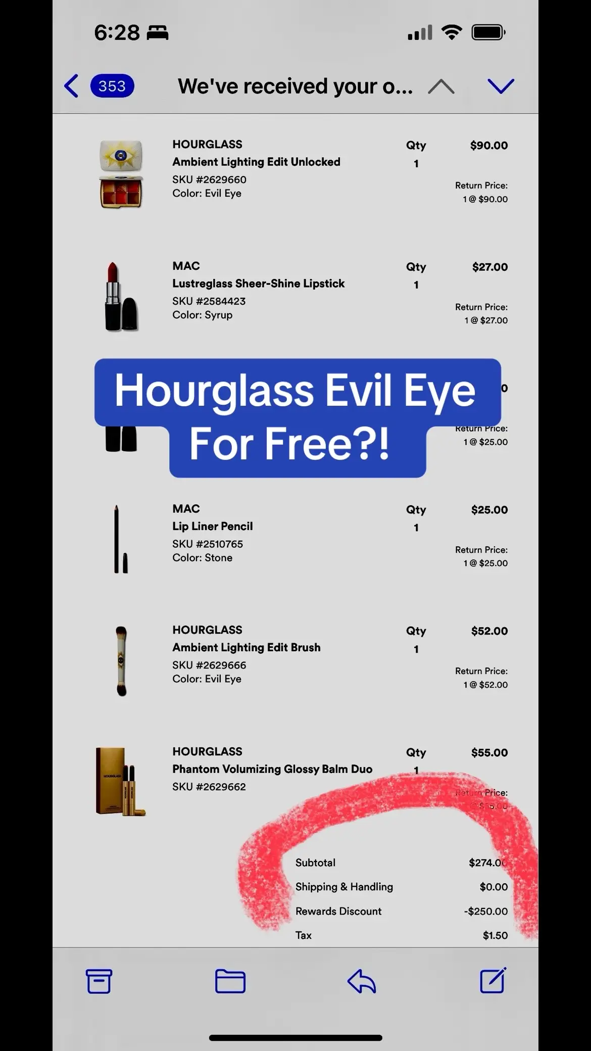 This is why I love @Ulta Beauty Rewards Program! I saved up 4000 points throughout the year and redeemed them for $250 off. This year I decided to splurge on the new @Hourglass Cosmetics Evil Eye Palette & brush - I can’t wait for these to come in the mail next week. #ultarewards #ultarewardsarethebest #hourglassambientlightingpalette #freemakeup #newmakeup #ultaorder #makeuporder 