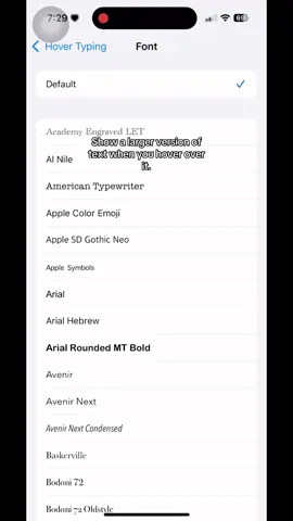 iOS 18 feature: Use hover text to make it easier to read and type on. Select a font you like. Useful for people with tired eyes or with low vision.  #ios18 #apple #ios18features #iphone 