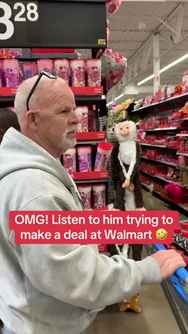OMG! Listen to him 😂 He loves his sweets so much he thinks she will make him a deal 🤣 #fyp #walmart #funnyvideo #sweets 