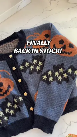 FINALLY back in stock! Ill be wearing this all october! 🎃🤩🦇#halloween #halloweensweater #halloweencardigan #cardigan#sweater 