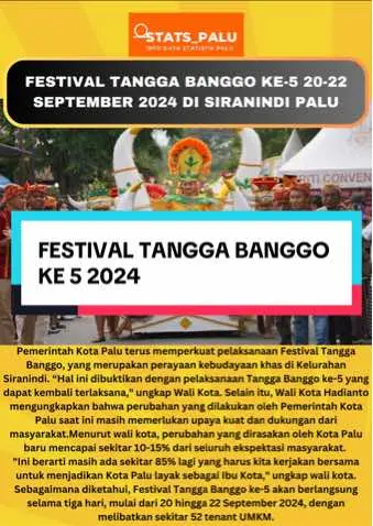 Kegiatan seperti festival tangga banggo ini memiliki peran penting dalam memperkuat identitas budaya lokal, sekaligus mendorong pertumbuhan ekonomi melalui pariwisata dan umkm setempat. Festival Tangga Banggo ke-5, yang berlangsung selama tiga hari dari tanggal 20 hingga 22 September 2024, menghadirkan berbagai kegiatan budaya dan ekonomi kreatif. Salah satu sorotan utama adalah penampilan teatrikal yang mengisahkan sejarah Tangga Banggo, menjawab rasa ingin tahu masyarakat tentang asal-usulnya. Dengan melibatkan 52 tenant UMKM, festival ini juga menjadi wadah bagi pelaku usaha kecil untuk memamerkan produk lokal mereka. Tangga Banggo Bahasa Kaili artinya Tangga yang Di Angkat/Dilipat merupakan Rumah Panggung Baruga yang berada di kelurahan Siranindi Kota Palu yang dulunya sebagai tempat pengambilan keputusan oleh raja raja yang ada di lembah palu dimasa lampau.  @FaktaPalu  @dinaspariwisatasulteng  #tanggabanggo #festivaltanggabanggo2024 #palu #kotapalu #sulteng #kaili #statspalu