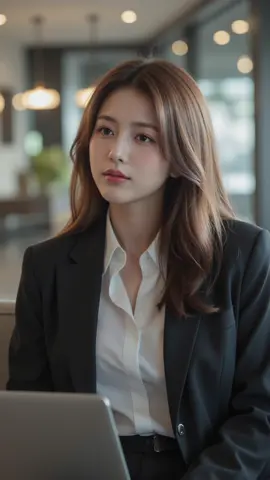 Serious girl in the workplace #ai #aiart #aigirl #girl #aimodel #workplace #capcut 