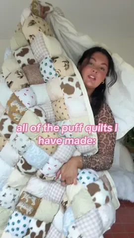 u guys these are literally SO FUN TO MAKE!!! the tutorial is in my puff quilt playlist🫶🏼🎀✨ #puffquilt #craftygirls #quilting #pinterestaesthetic #DIY #neutralaesthetic 