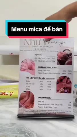 Menu mica để bàn