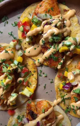 Fish tacos without the mess - yes pls 🙌🏽 Ingredients ⬇️ 3 tbsp Avocado oil 1 whole Lime (juice) 1 tsp Smoked paprika 1/2 tsp Mustard powder 1/2 tsp Onion powder 1/2 tsp Garlic powder 1/4 tsp Cumin 1/2 tsp Salt 1/4 tsp Black pepper 1/4 tsp White pepper 1-2 lbs Haddock 1 Bell pepper (red/orange) 1-2 Mangos (Ataulfo) 1 small Jalepeno (de-seed) 1 Avocado 1/4 large Red onion 1/2-1 whole Lime (juice) 1-2 tbsp Avocado oil Pinch of Salt 1/2 cup Mayonaise 3-6 tbsp Sriracha (to taste) 1 garlic cloves 1/2 of a Lime juice 1 tbsp water Flour tortillas Cilantro Lime #tacos #fishtacos #taco 
