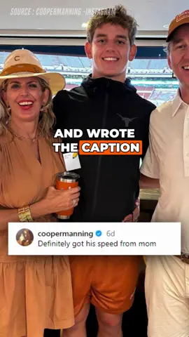 🏈 Arch Manning shines on the field, but his dad Cooper knows who to thank for those killer genes.🤩 Don't miss this heartwarming moment! #TexasLonghorns #ArchManning #ManningLegacy #FootballFam #Sports #AthleticGenes #MomPower #CooperManning