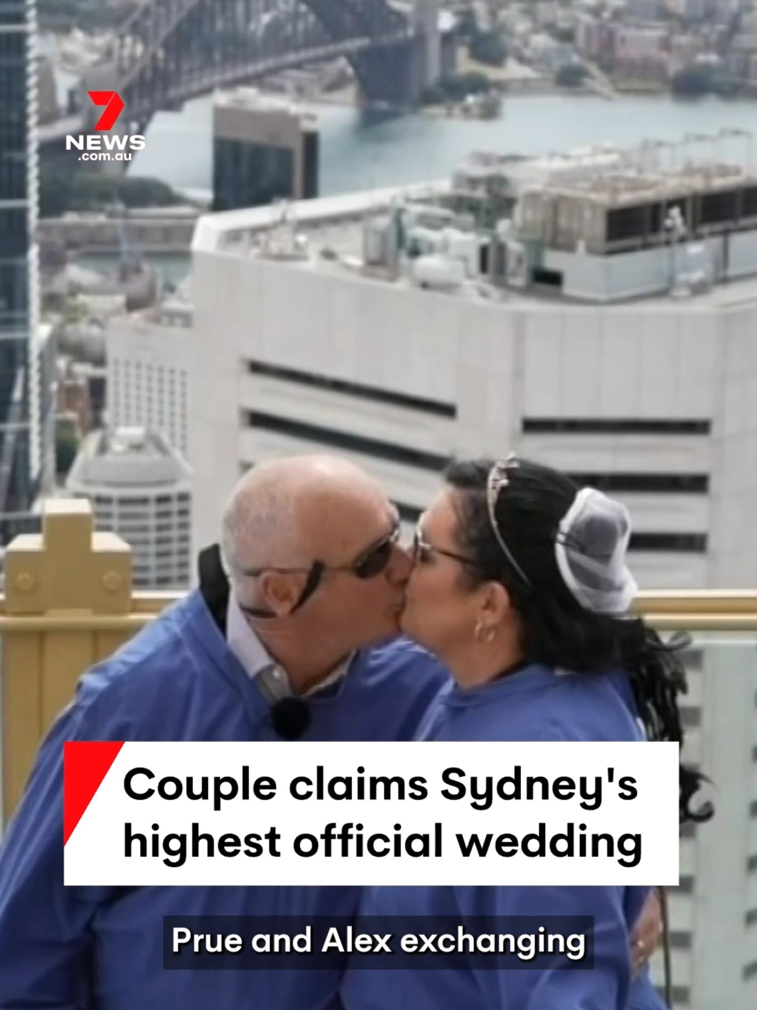 A thrill-seeking couple has achieved Sydney's highest official wedding ceremony on the Tower Eye SKYWALK. #skywalk #towereye #sydneytowereye #sydney #wedding #weddingtiktok #marriage #bride #groom #7NEWS