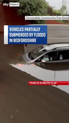 Vehicles were left partially #submerged by #floodwater in #Dunstable on Sunday. #Heavyrain brought several inches of water to areas across the #UK #UKWeather