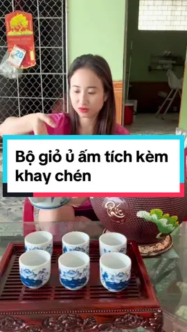 Bộ giỏ ủ trà ấm tích kèm khay chén chỉ hơn 200 #amtra #amchen #xuhuong 