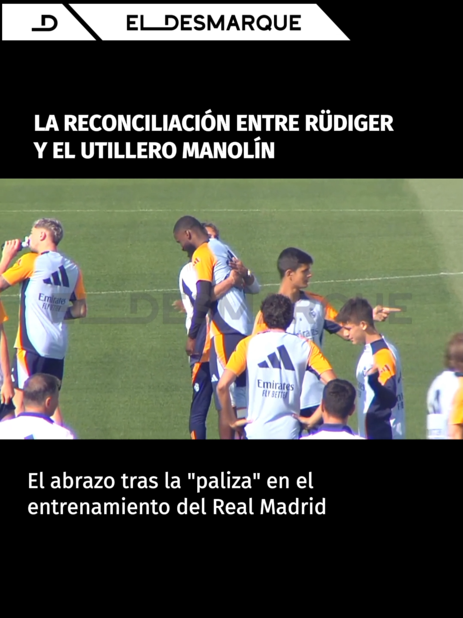 🤍 El abrazo de reconciliación entre Rüdiger y el utillero del Real Madrid, Manolín #rudiger #realmadrid #polemica #futbol #deportesentiktok #tiktokfootballacademy