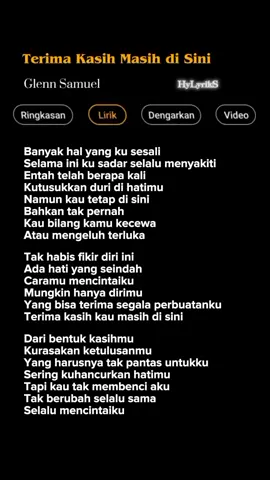 Lirik Lagu Terima Kasih Masih Di sini-Gleen Samuel Part 443 🎶 #laguterbaru #lagugalau #liriklagu #liriktrending  #terimakasihmasihdisini #gleensamuel 