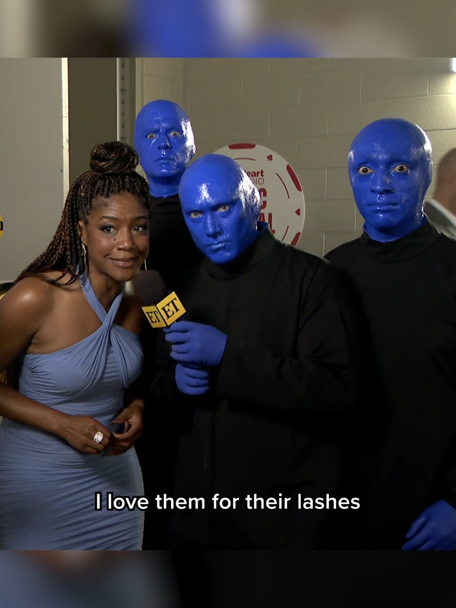 Blue Man Group was reeeady to crash Tiffany Haddish's backstage interview 🤣💙 #tiffanyhaddish #bluemangroup #iheartradio