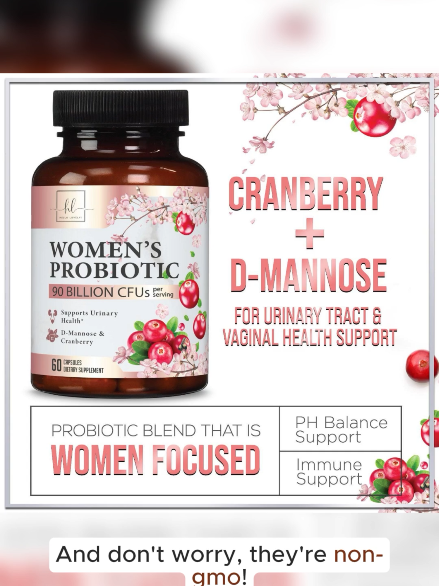 Probiotics for Women with Prebiotics - 90 Billion CFU, 16 Strains, Cranberry & D-Mannose for Digestive & Immune Health - Extra Strength, Non-GMO #trending #T #Shop #Buy #probiotics #Women #health #Cranberry #TreasureFinds