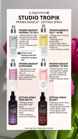 Membalas @tanskiaw Part 361 | Primer water spray studio tropik sesuai dengan jenis kulit  💋 #primermakeup #primerwater #primerspray #rekomendasiprimer #studiotropik #settingspray #primersettingspray  #makeupflawless #makeupflawles 