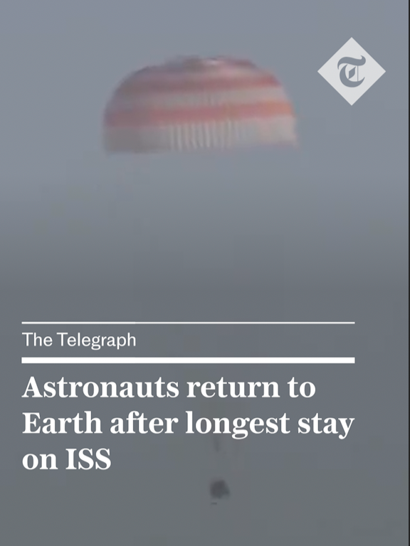 🚀 Two Russian cosmonauts have returned to Earth after the longest stay on the International Space Station (ISS).    Oleg Kononenko, who returned to Azerbaijan on the craft, now holds the record for the longest cumulative stay in space at 1,111 days. NASA Astronaut Tracy Dyson also returned following a six-month research trip on the ISS.   For more from The Telegraph, click the link in our bio. 🔗 #NASA #space #ISS