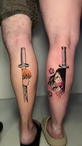 Demon Slayer Nezuko Kamado & Zenitsu Agatsuma! Couple matching tatts *Designs were client's choice* #bloodyfairytattoo #BloodyFairyTattoo #tattooideas #tattooartist #Heraklion #Crete #TattooStudio #TattooTherapy #tattoodesign #herakliontattoo #heraklioncrete #BloodyFairyTattooTherapy #TattooHeraklion #demonslayer #demonslayertattoo #demonslayeranime #tattootok #fyp #φυπ 