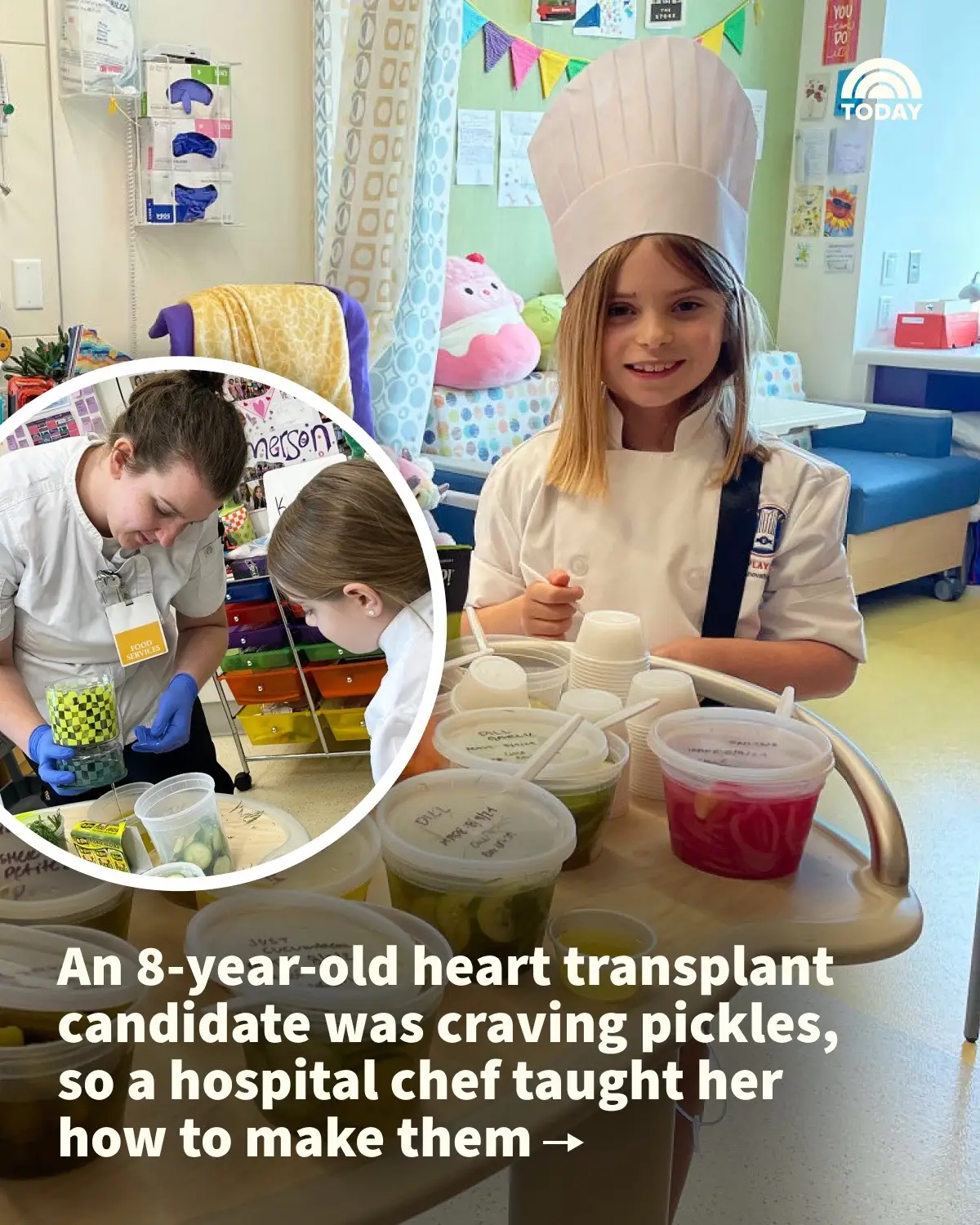 Emerson Bayse loves pickles. 🥒 And when she went inpatient at Boston Children’s, Emerson met chef and program manager of culinary services Sarah Bryce, who taught her how to make the food herself. #TODAYShow 📸: The Bayse Family