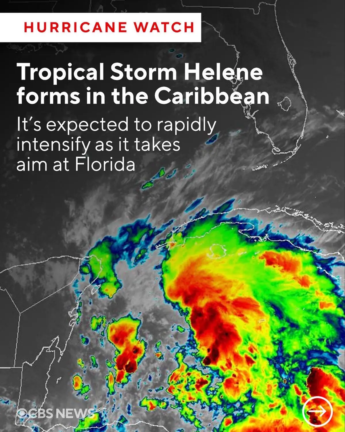 Tropical Storm Helene has officially formed in the Caribbean Sea and is expected to accelerate toward the eastern Gulf Coast as it treks over record-warm water in the Gulf of Mexico that would act like jet fuel in intensifying the storm. Residents on the west coast of Florida are encouraged not to focus on the center line of the forecast track, as Hurricane Helene will be a large, fast-moving storm with impacts that extend well away from the center, especially on the storm’s east side. Communities from the Florida Keys northward to Tampa could experience destructive storm surge flooding, even if the center of Helene remains farther west.  #helene #hurricane #tropicalstorm #weather #florida #cuba #caribbean #gulfofmexico #tampa #floridakeys #gulfcoast #hurricaneseason 