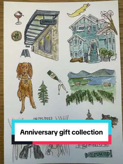 Have you ever wanted to turn your love story into some artwork? I’ve had the pleasure of working with so many wonderful clients who share their vision and help me create one-of-a-kind pieces. #anniversarygift #weddinganniversary #watercolor #custom 