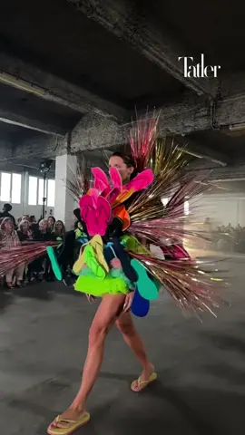 Slow motion at #kevingermanier! The French sustainability-focused designer, who made headlines with his costumes for the Paris Olympics opening and closing ceremonies this year, returned to Paris Fashion Week with his sixth collection. Celebrating the art of upcycling, Germanier continues to redefine contemporary fashion while supporting young talent globally through collaborations on some of these looks. Inspired by the zodiac, each of the 24 daring outfits embodies the essence of the stars, featuring innovative materials like plastic curtains and remnants of VHS tapes. #ParisFashionWeek #pfw #tatlerstyle #TatlerFashionWeek #TatlerFashion #TatlerFashionWeekCelebrity #PFWSS25