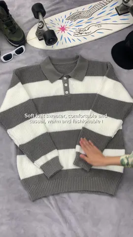 Men's striped sweater, fashionable, casual and versatile!！😎😎#tiktokshopblackfriday #blackfriday #laborday #blackfridaydeals #halloween2024 #falldealsforyou #saunashorts #fallfreshness #falloutfits #earthtone #fyp #fashion #tiktokmakemebuyit #tiktokshop #tiktokshopsummersale #sports #sauna #sportwear #menstyle 