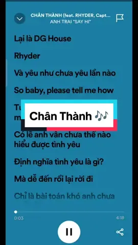Chân Thành #lyrics #chanthanh #rhyder #quanghungmasterd #wean #alihoangduong #captain #anhtraisayhi #lyrics_songs 