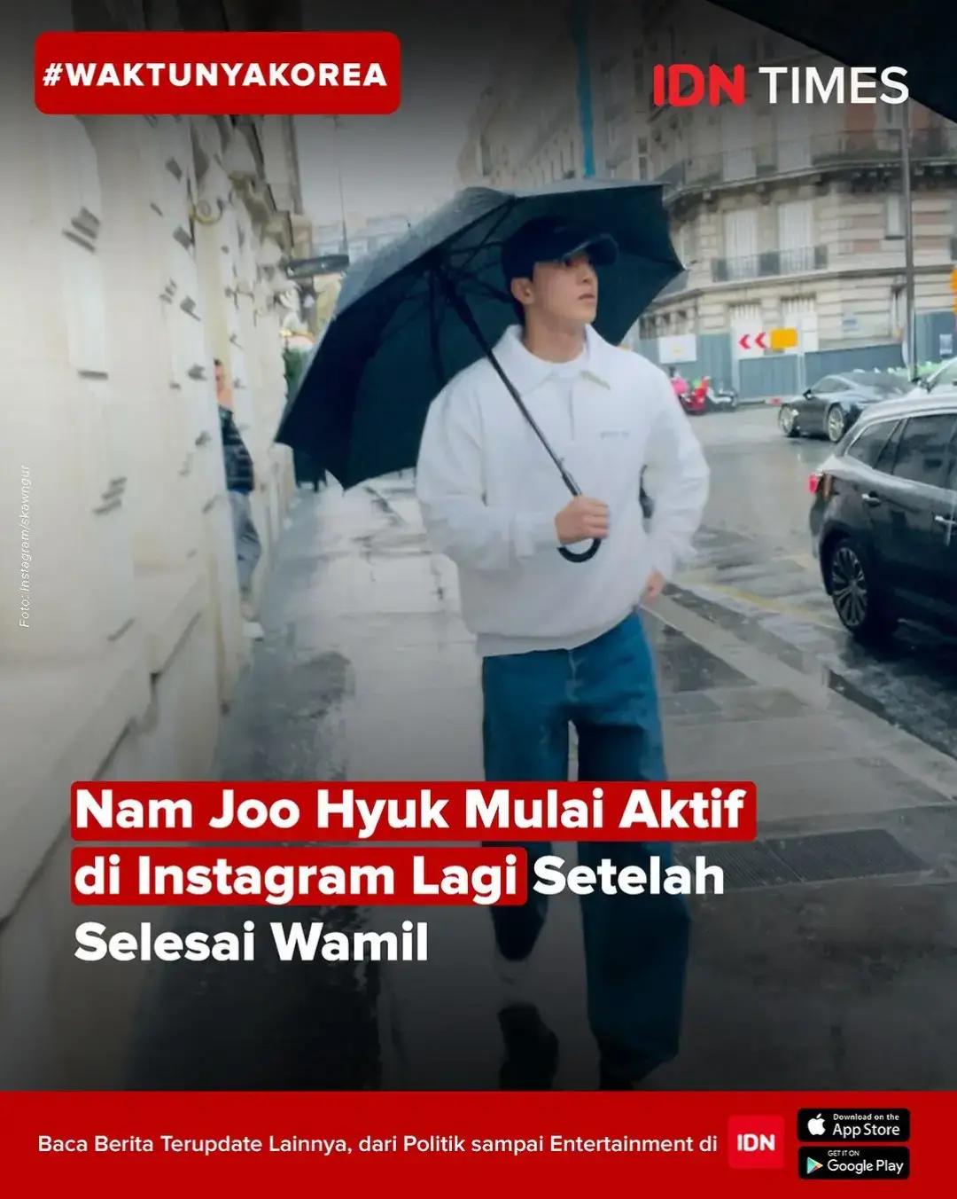 Nam Joo Hyuk bikin histeris para fansnya. Ia tampaknya akan kembali aktif membagikan potret aktivitasnya di media sosial, khususnya di Instagram. Sebab, bintang drakor Weightlifting Fairy Kim Book Jo ini baru saja mengunggah postingan baru setelah dua tahun absen karena wamil. Nam Joo Hyuk resmi selesai wajib militer pada 19 September 2024 lalu. Selama wamil, aktor kelahiran Busan ini sama sekali gak mengunggah foto dan video apapun di feed Instagram miliknya. Ini dia unggahan terbaru Nam Joo Hyuk setelah selesai wamil, kamu favoritnya yang mana nih? #idntainment #idntimes #idntimeshype #tiktoktainment #namjoohyuk 