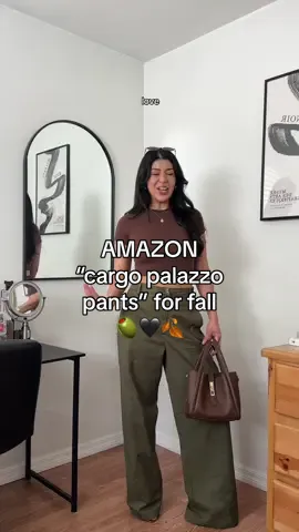Amazon fall fashion finds: “cargo palazzo pants” in olive and green for cute fall outfits! Linked in my bio🫒🍂🖤#creatorsearchinsights #amazonoutfits #amazonpants #amazonfinds #amazonfashion #amazonfashionfinds #falloutfits #fallstyle @QINSEN 