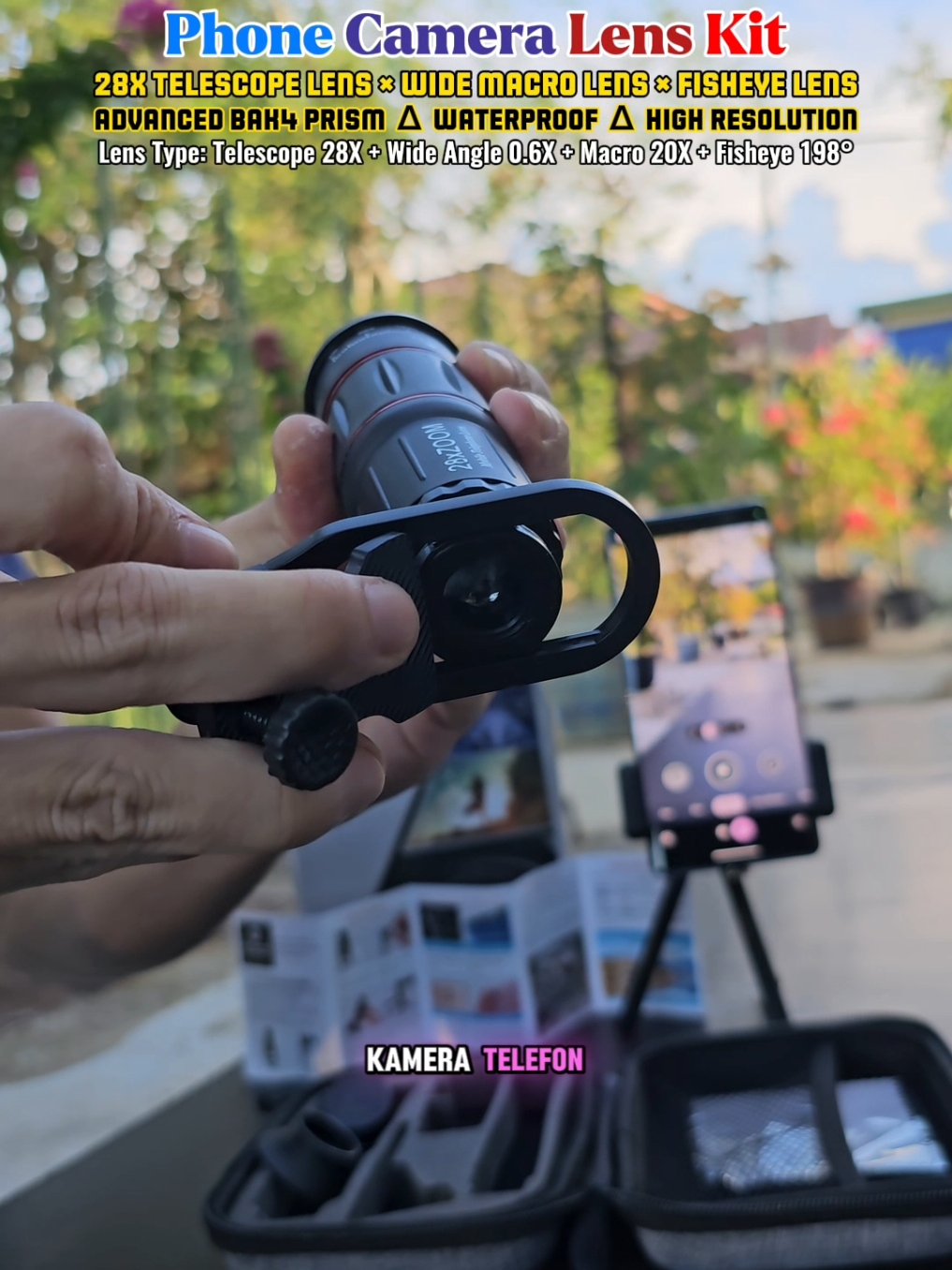 ✓ Ready Stock ✓ COD Lens Handphone 4-in-1, telescope lens boleh guna untuk zoom objek yang jauh, macro dan fish eye lens pulak untuk zoom details objek yang dekat dan luaskan view @soarfly0  #lenstelefon #telescopelens #phonelens #macrolens #fisheyelens #wideanglelens #kantatelefon #lens #telescope #monocular #wanoutdoortravel 