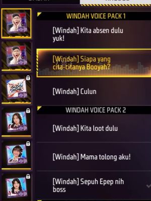 Siapa mau pake voicepak Windah pas main Free Fire? Dapetin voice packnya sekarang!